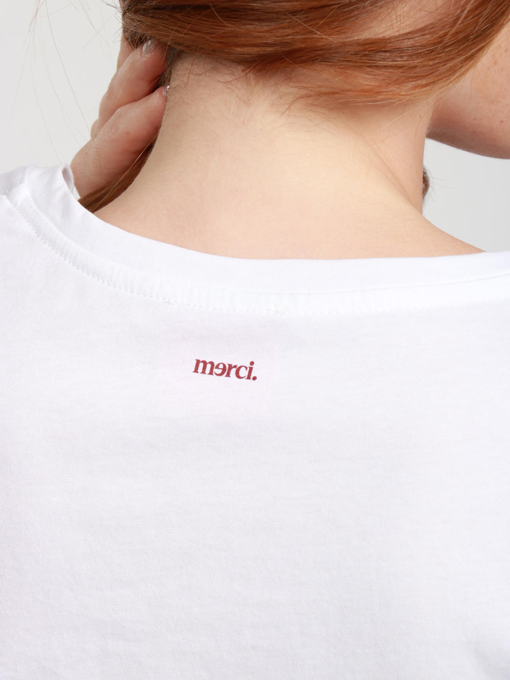 MERCI T-Shirt in Cotone Bianca con Scollo a V Bianco