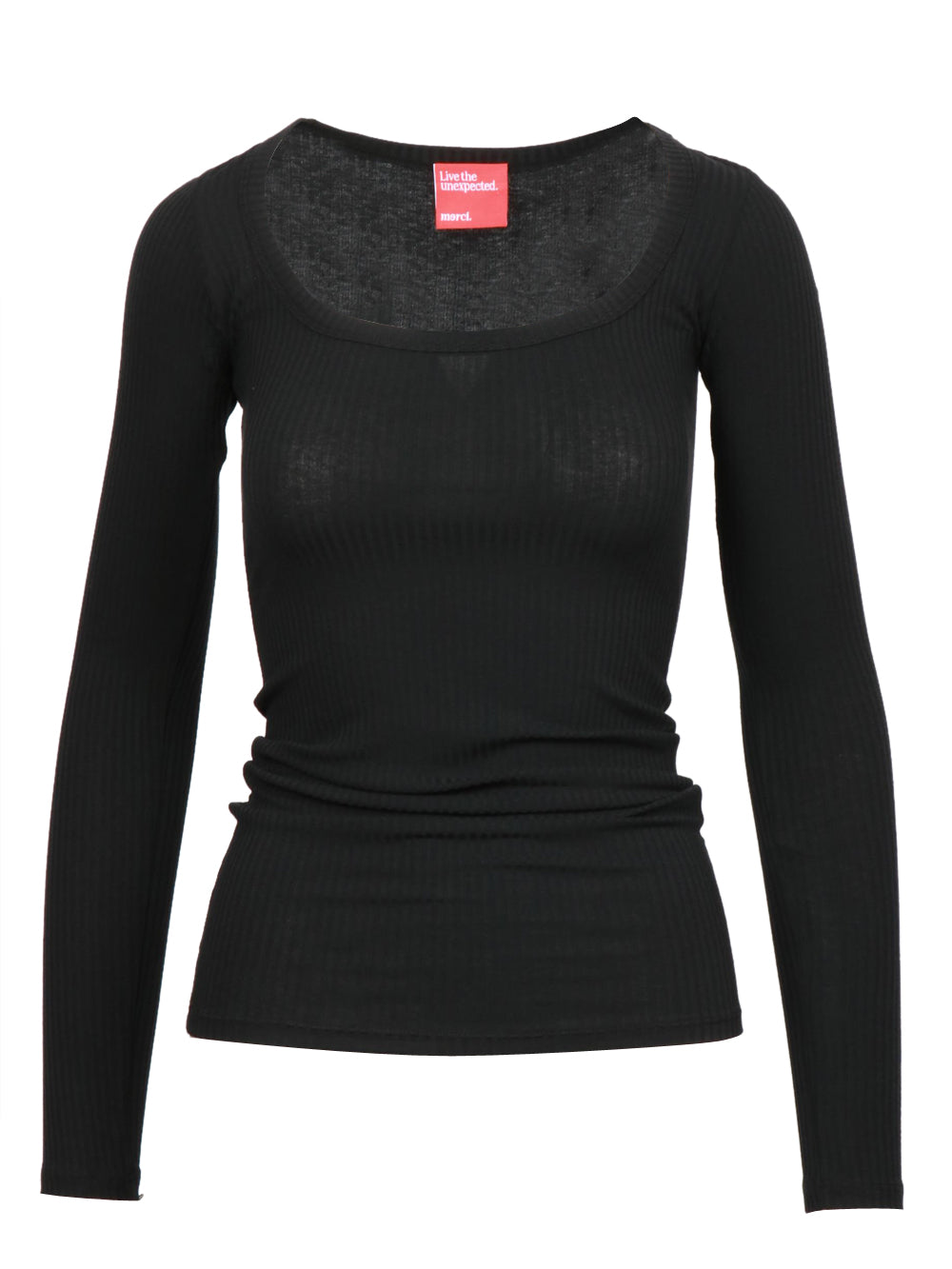 Black Silk Blend Ribbed Boat Neck Sweater