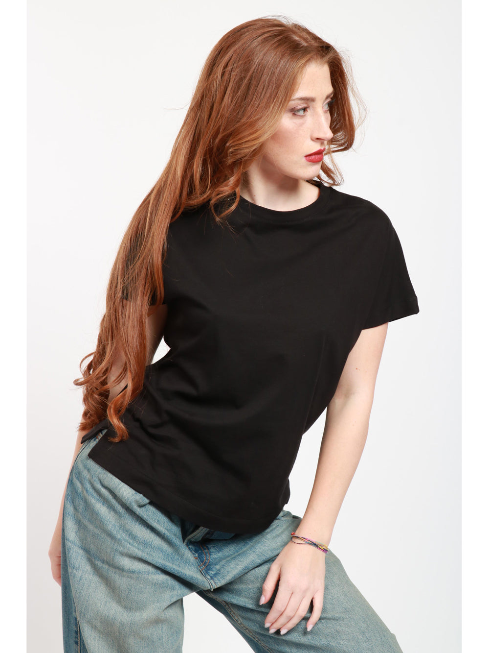 Black Cotton Crewneck T-Shirt