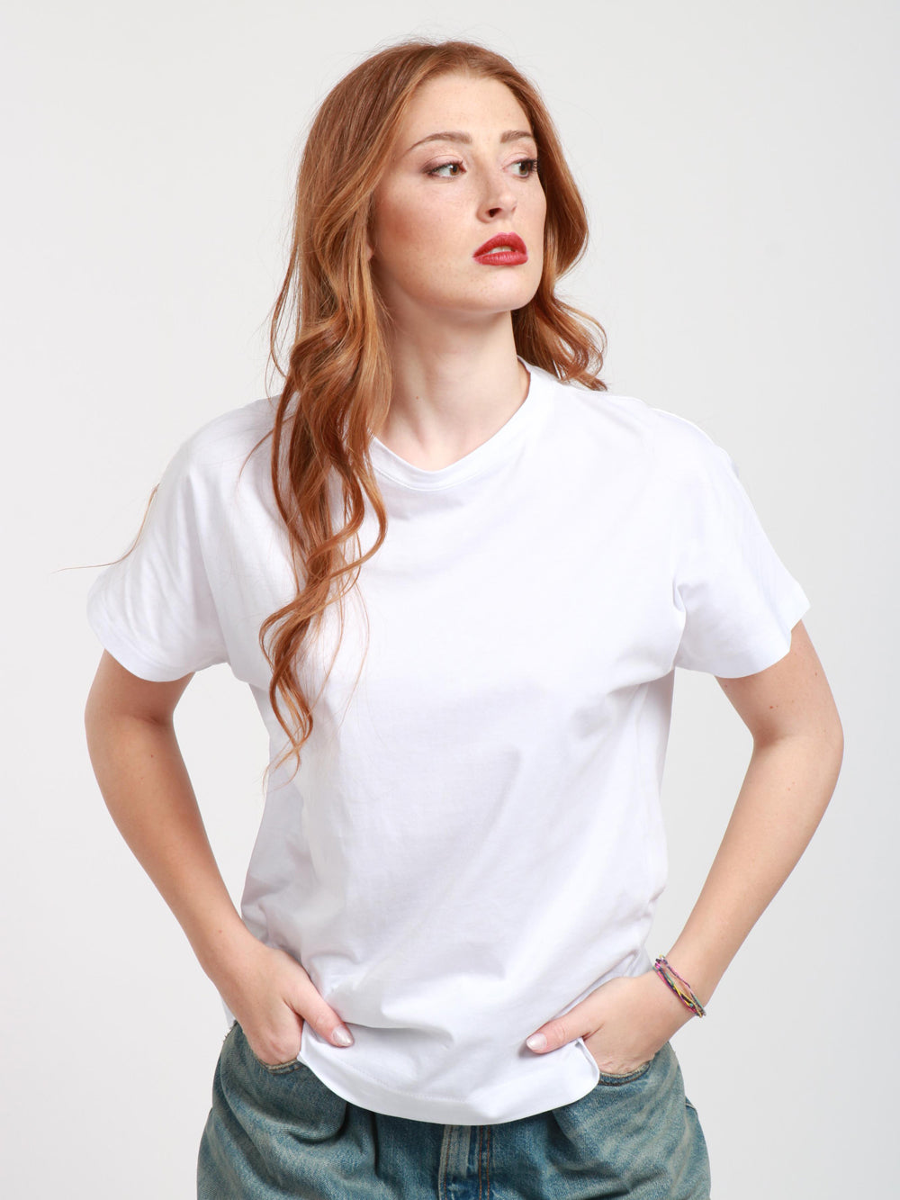 MERCI T-Shirt Girocollo in Cotone Bianca Bianco