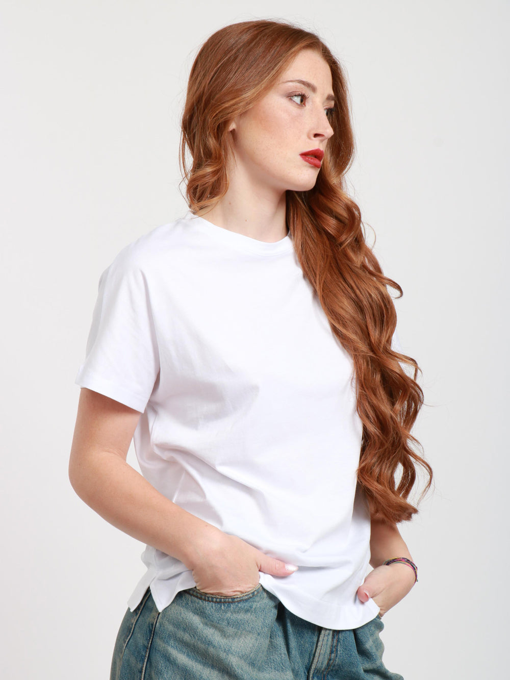 T-Shirt Girocollo in Cotone Bianca