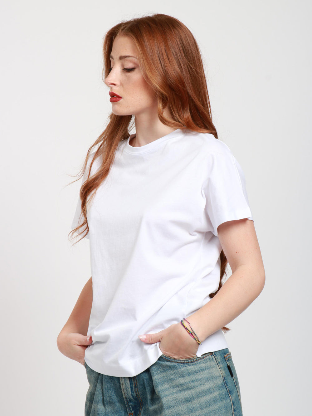 White Cotton Crew Neck T-Shirt