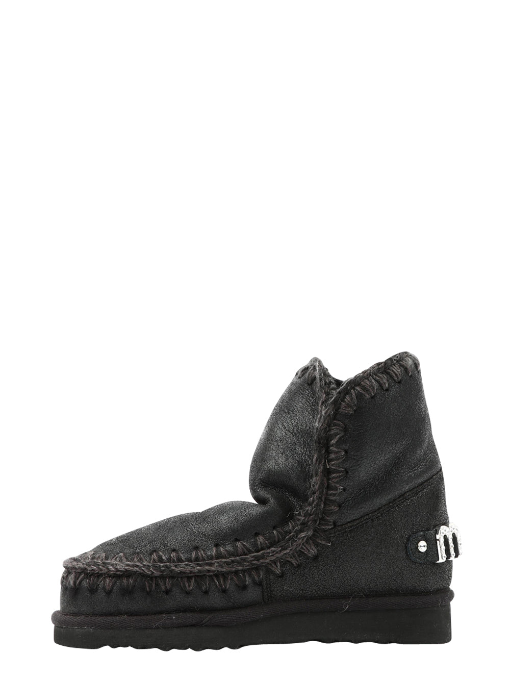 Eskimo 18 Black Leather Boots with Rhinestone Logo