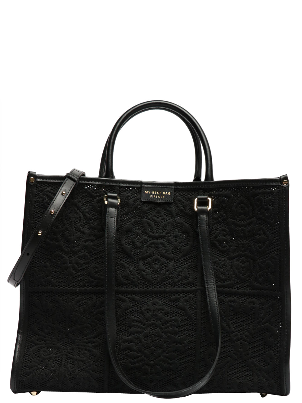 MY-BEST BAG Borsa a Mano Grande in Jacquard Nera Nero