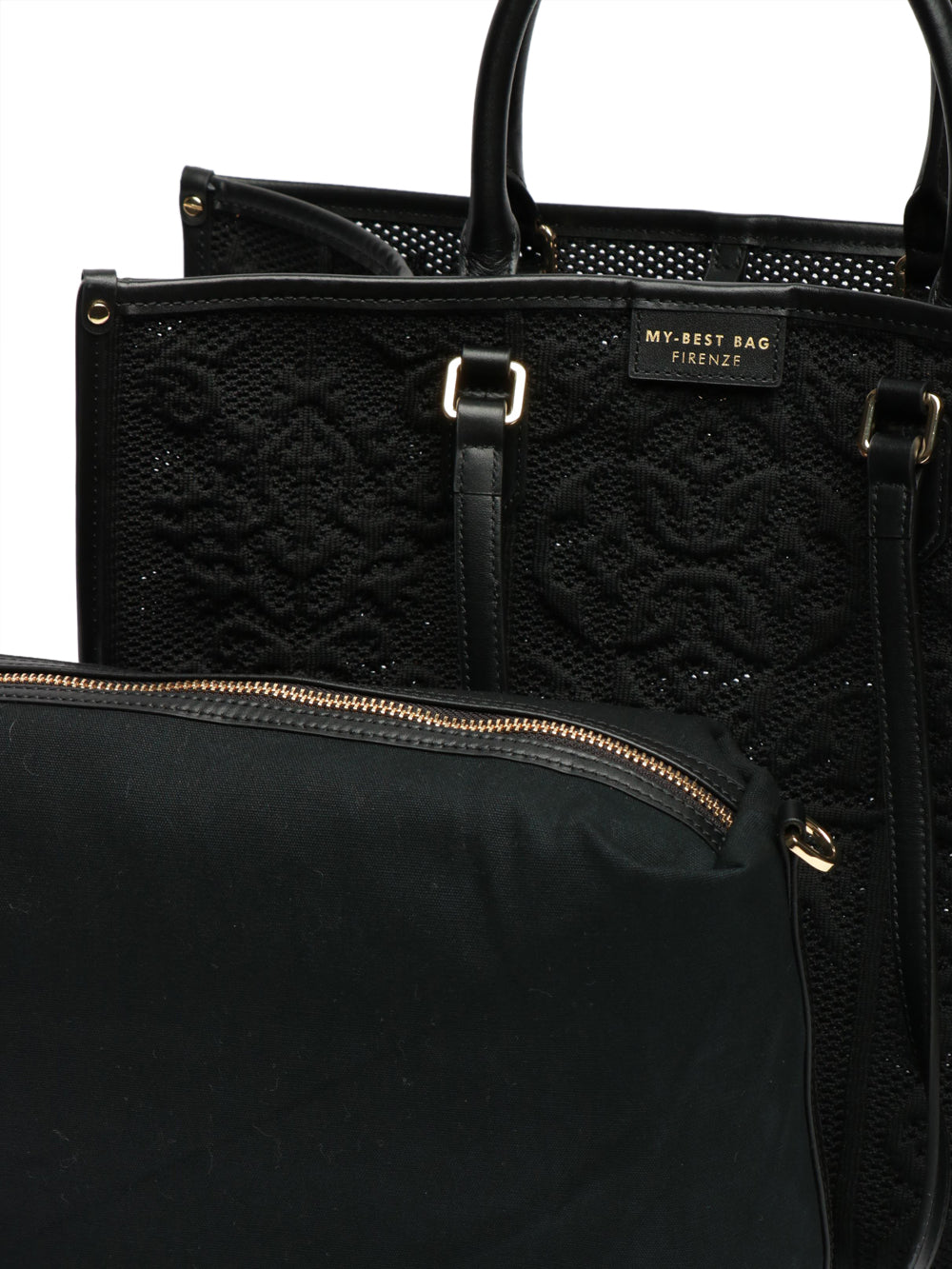 MY-BEST BAG Borsa a Mano Grande in Jacquard Nera Nero