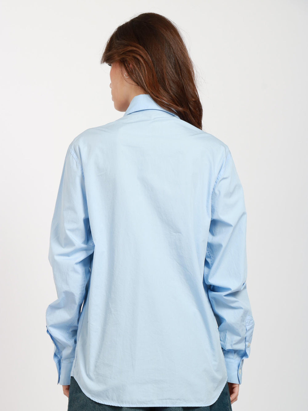 Light Blue Cotton Shirt with Rhinestones