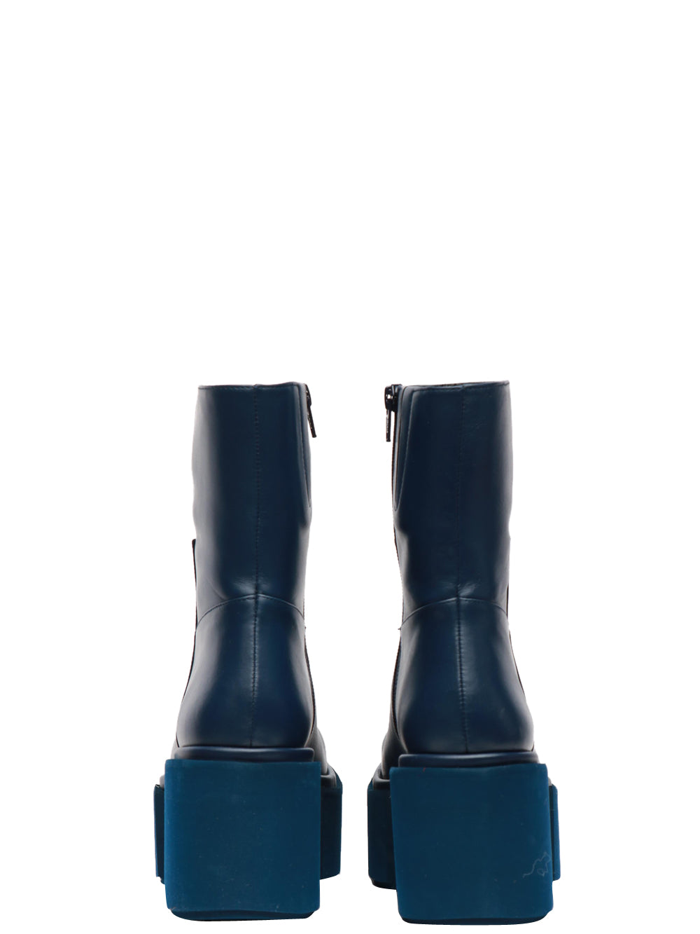 Elba Blue Leather Ankle Boots with Heel