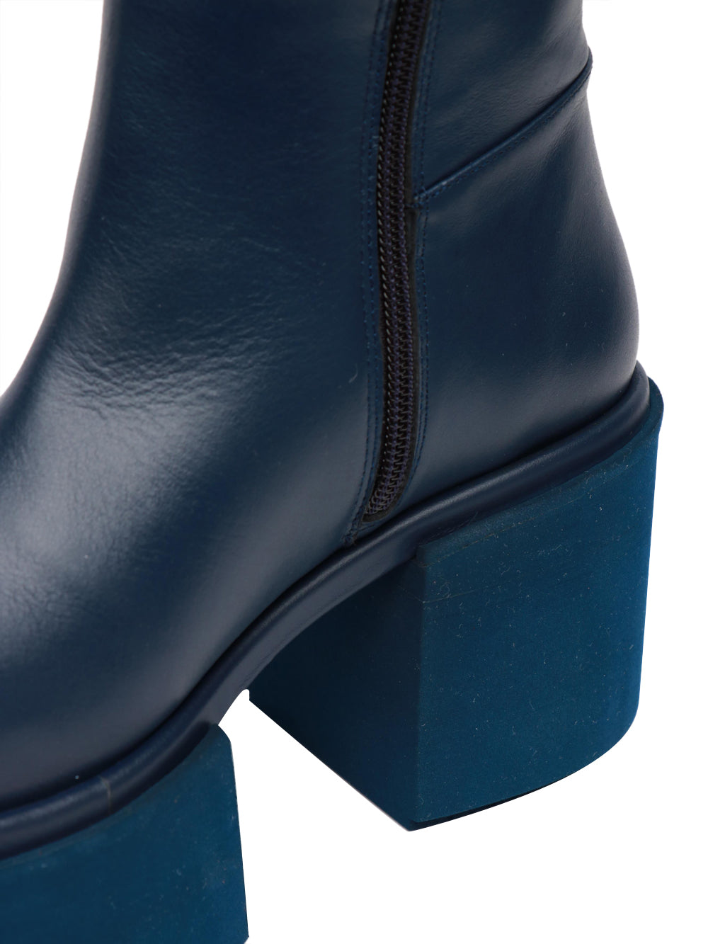 Elba Blue Leather Ankle Boots with Heel