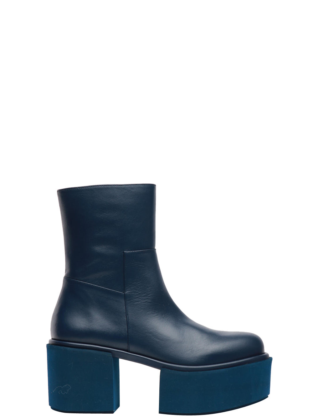 Elba Blue Leather Ankle Boots with Heel