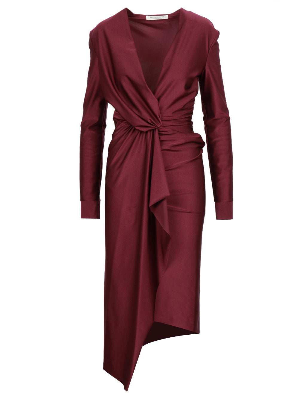 PHILOSOPHY DI LORENZO SERAFINI Vestito Bordeaux con Drappeggio 0411 5720 Goldboutique