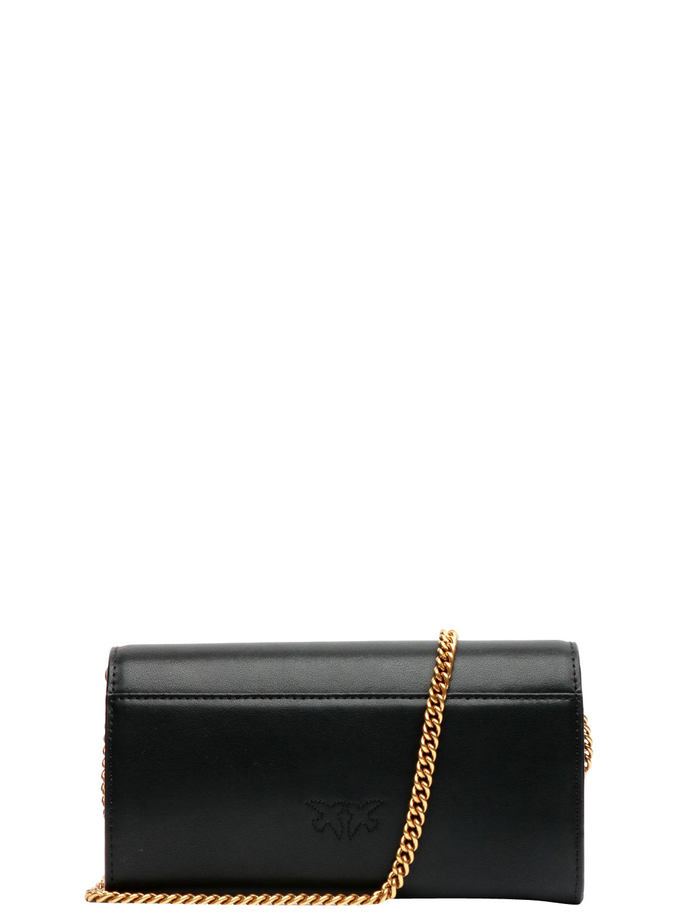 PINKO Borsa Tracolla Love One Wallet in Pelle Nera Nero/oro