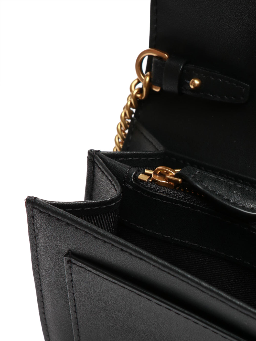 PINKO Borsa Tracolla Love One Wallet in Pelle Nera Nero/oro