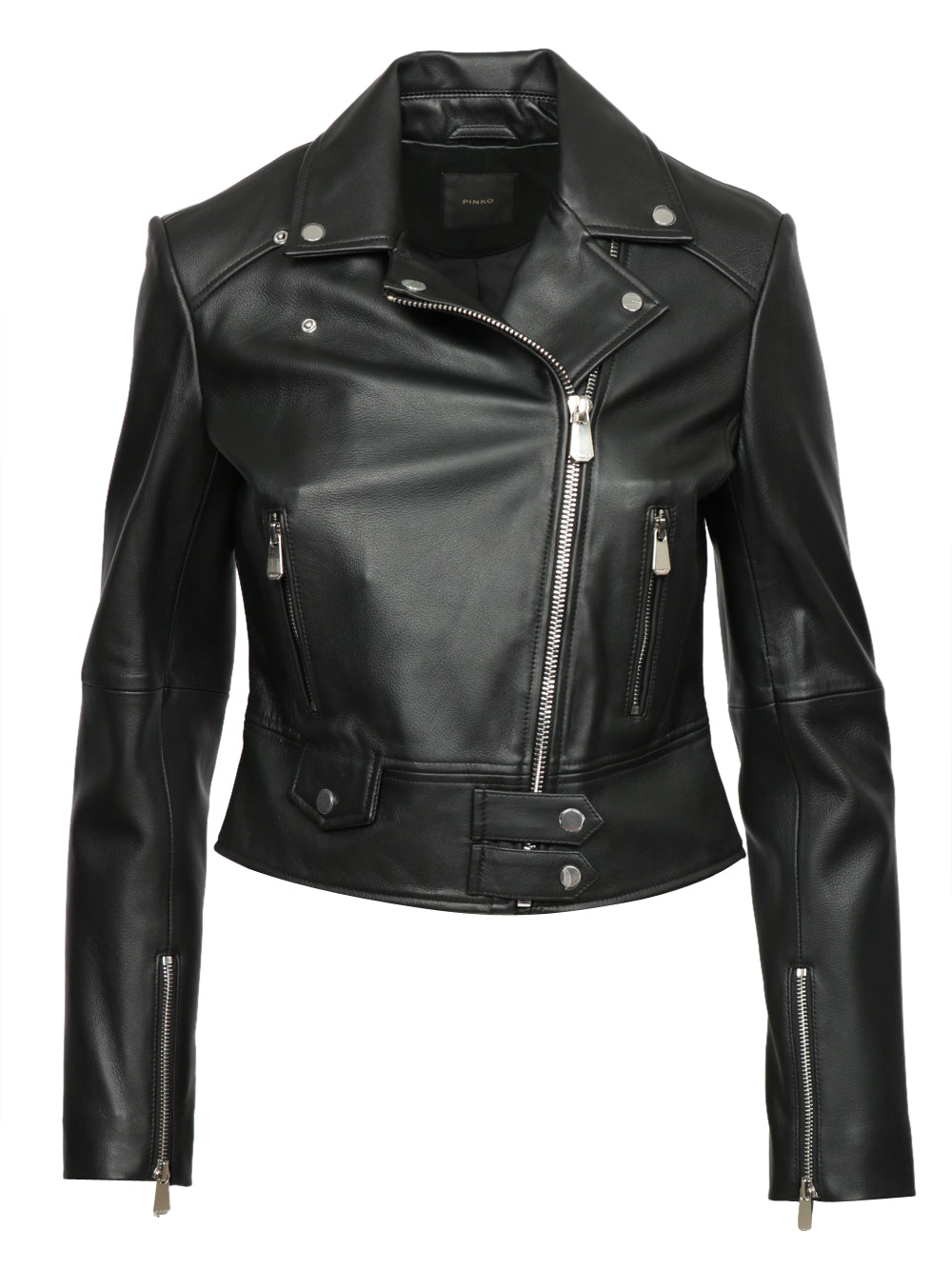 PINKO Giubbino Biker Sensibile in Pelle Nero Nero