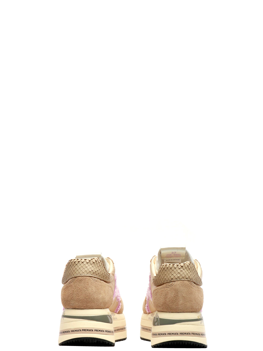 PREMIATA Scarpe Sneakers Beth in Suede e Tessuto Sabbia e Lilla Beige/lilla