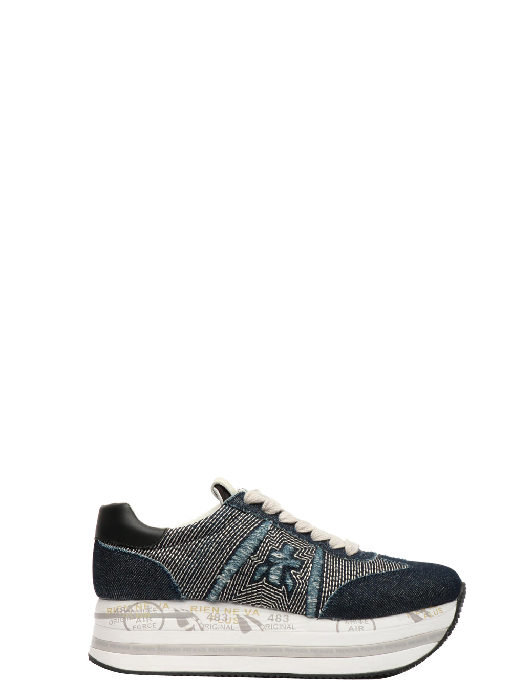 PREMIATA Scarpe Sneakers Beth in Denim Blu Denim+bianco