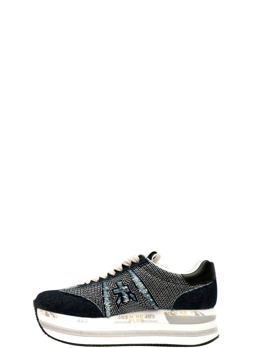 PREMIATA Scarpe Sneakers Beth in Denim Blu Denim+bianco