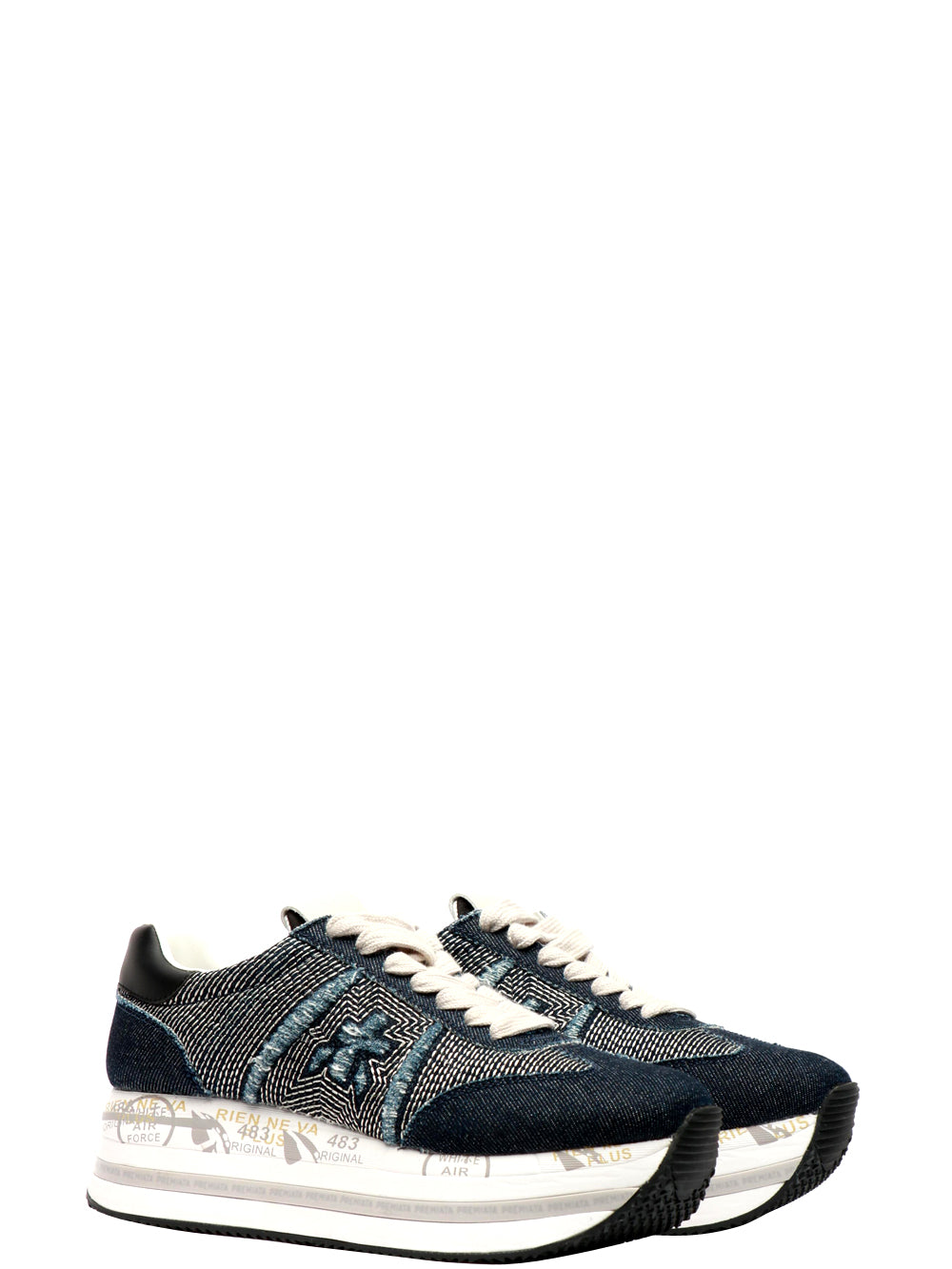 PREMIATA Scarpe Sneakers Beth in Denim Blu Denim+bianco