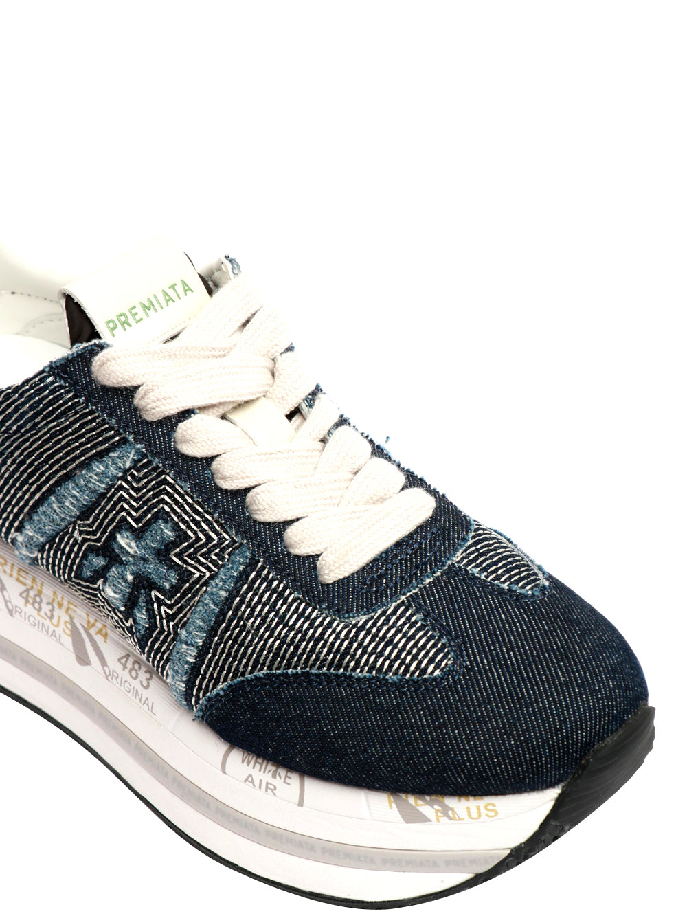 PREMIATA Scarpe Sneakers Beth in Denim Blu Denim+bianco