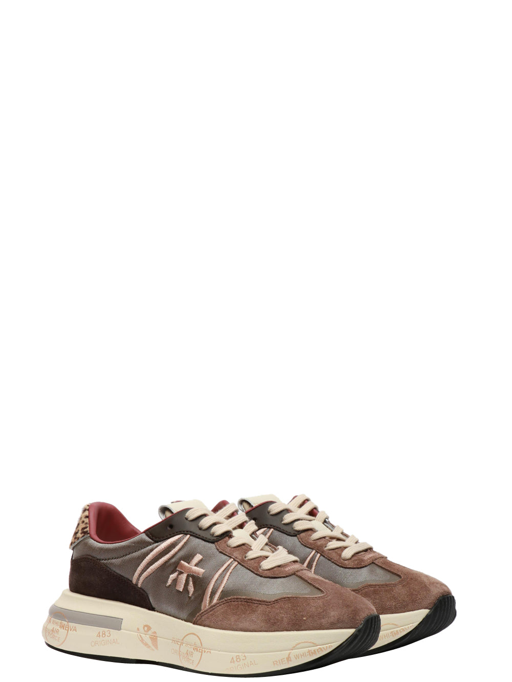 PREMIATA Scarpe Sneakers Cassie in Suede e Tessuto Tortora Tortora+cipria