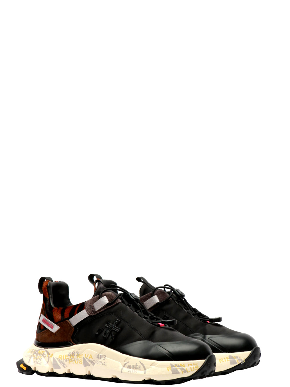 PREMIATA Scarpe Sneakers Crossd in Pelle e Tessuto Nere Nero