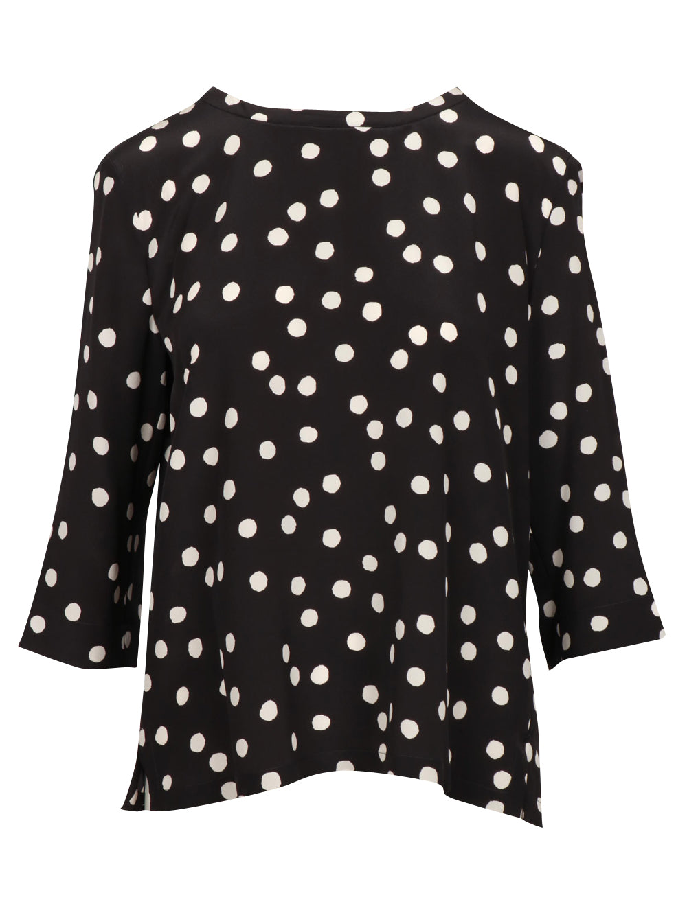 Arturo Blouse in Black Silk with White Polka Dots