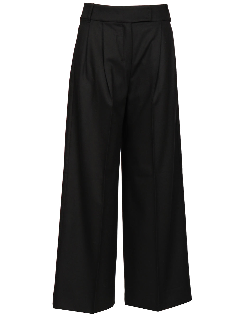 S MAXMARA Pantaloni Carmen in Flanella Neri con Pinces Nero