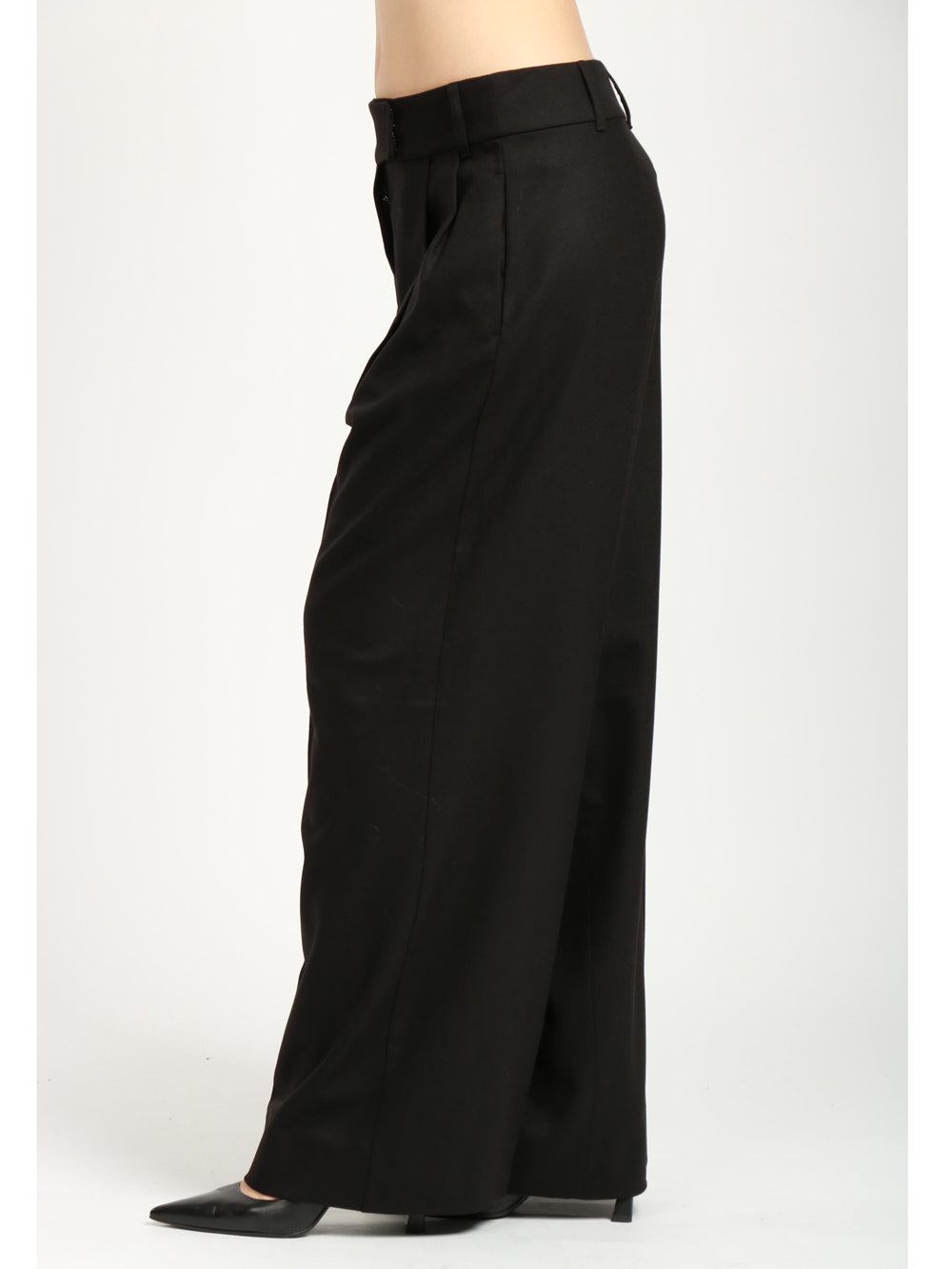 S MAXMARA Pantaloni Carmen in Flanella Neri con Pinces Nero