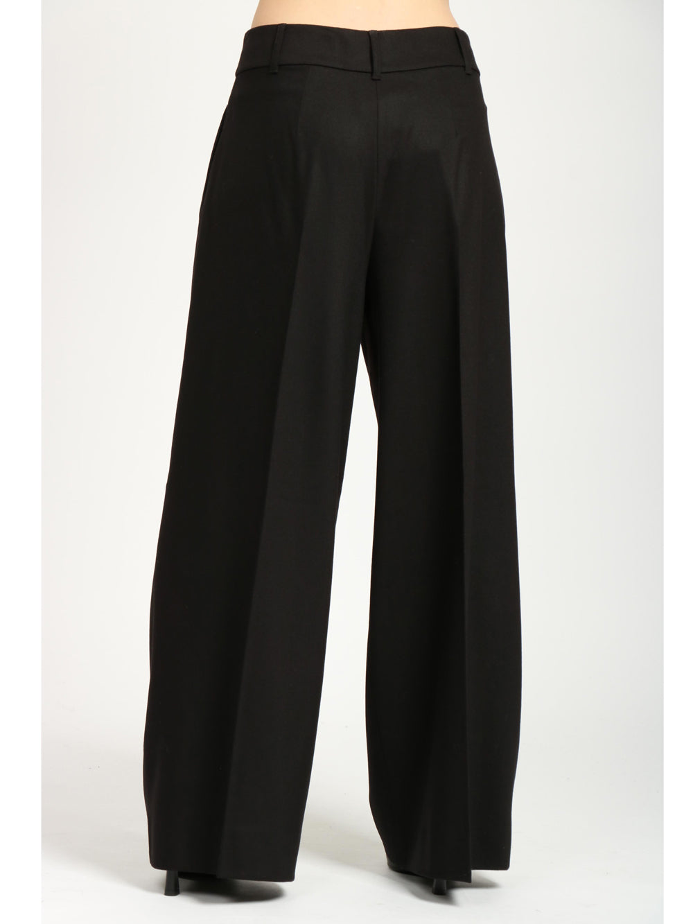 S MAXMARA Pantaloni Carmen in Flanella Neri con Pinces Nero