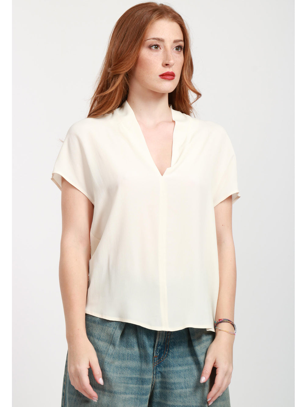 Hera Blouse in Ivory Silk Blend