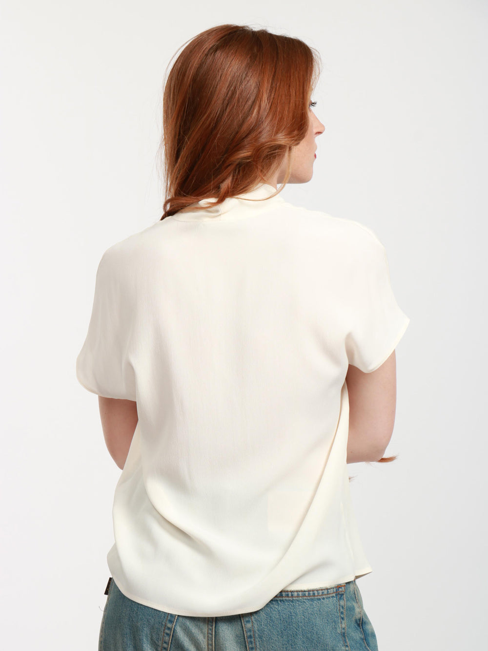 Hera Blouse in Ivory Silk Blend