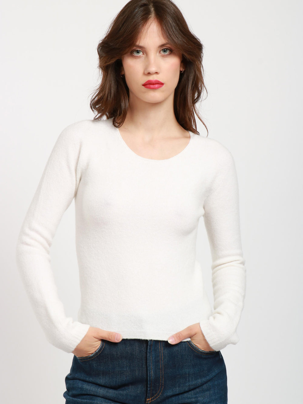 SEMICOUTURE Maglia Marcella in Misto Cashmere Avorio Avorio