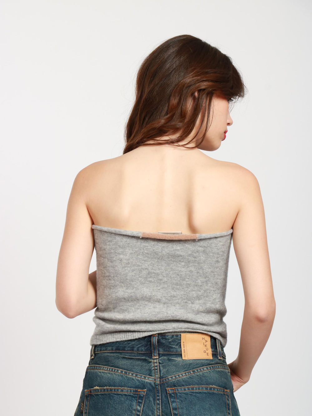 Matilde Bustier Top in Grey Cashmere Blend Knit