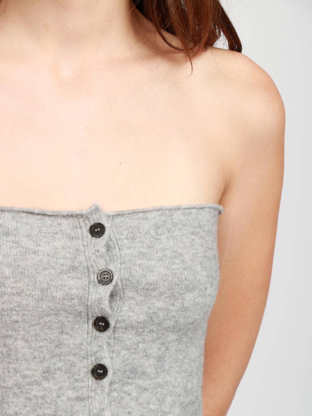 SEMICOUTURE Top Matilde Bustier in Maglia Misto Cashmere Grigio Grigio