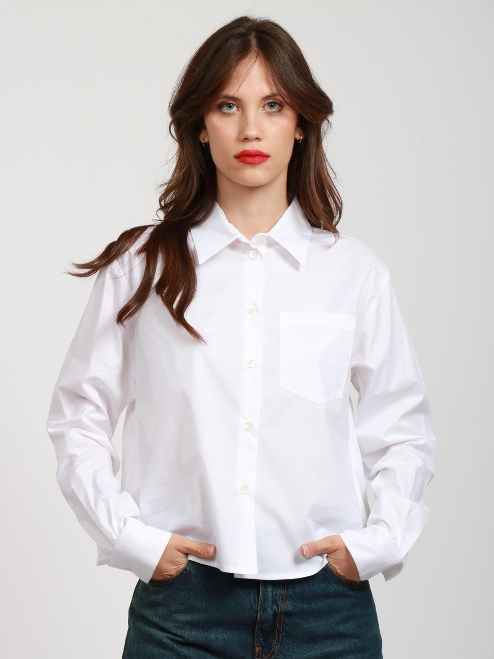 Violetta Shirt in White Cotton Poplin