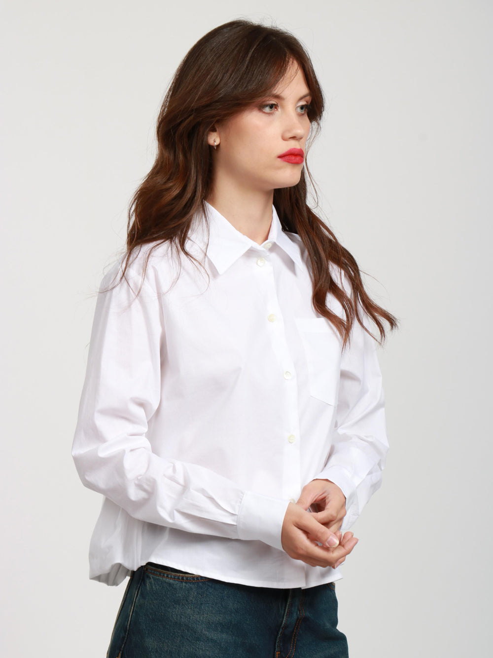 Violetta Shirt in White Cotton Poplin