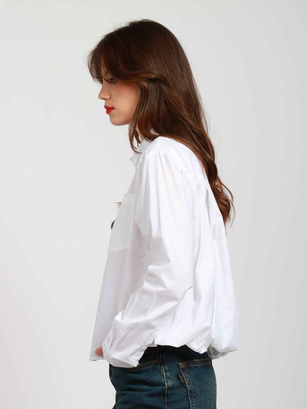 Violetta Shirt in White Cotton Poplin