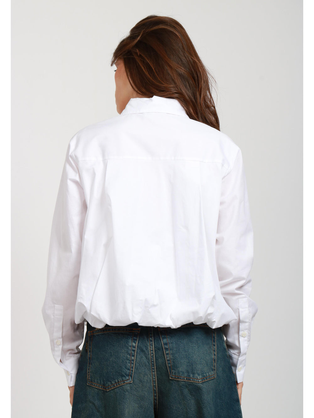 Violetta Shirt in White Cotton Poplin