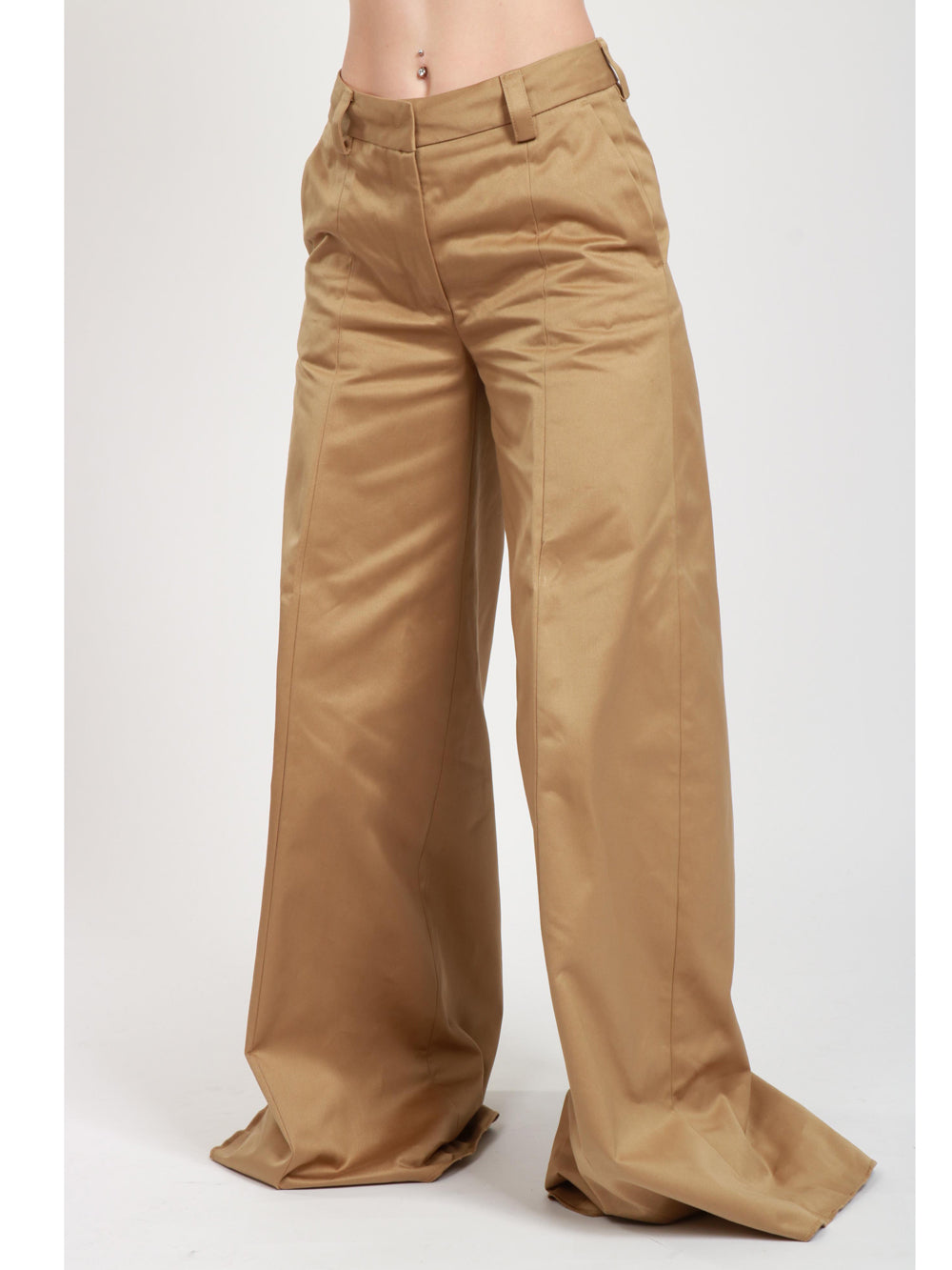 Pantaloni Palazzo Alma in Cotone Beige