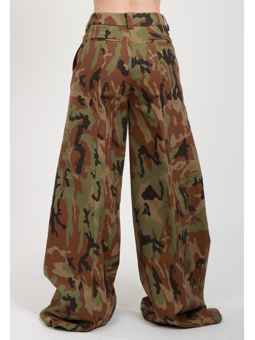 Pantaloni Palazzo Alma in Cotone Camouflage