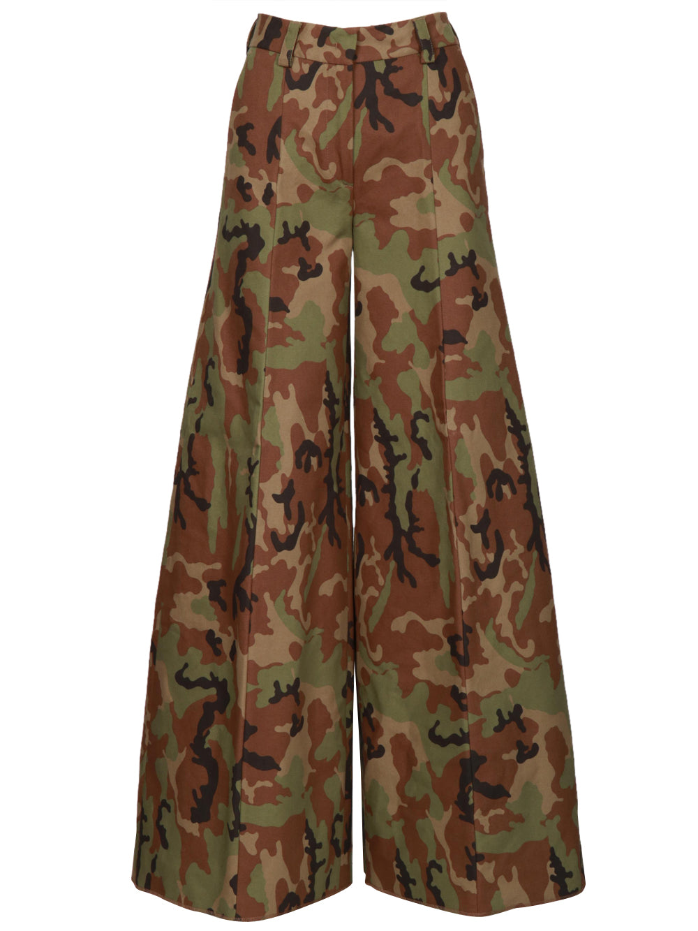 Pantaloni Palazzo Alma in Cotone Camouflage