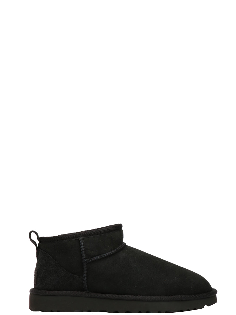 UGG Stivali Classic Ultra Mini in Suede Neri con Imbottitura in Lana Nero