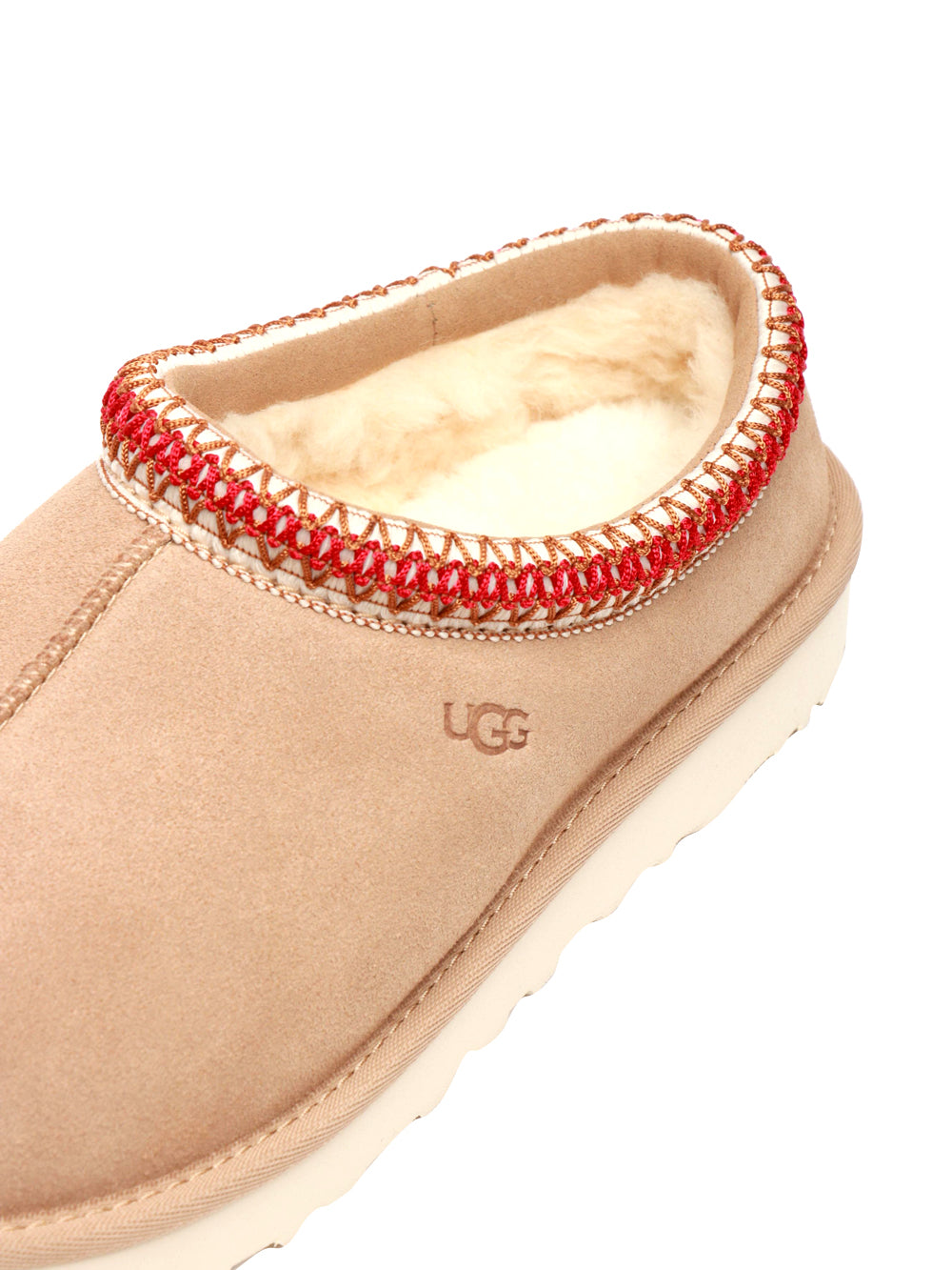 UGG Scarpe Slippers Tasman in Suede Sabbia con Imbottitura in Lana Sabbia