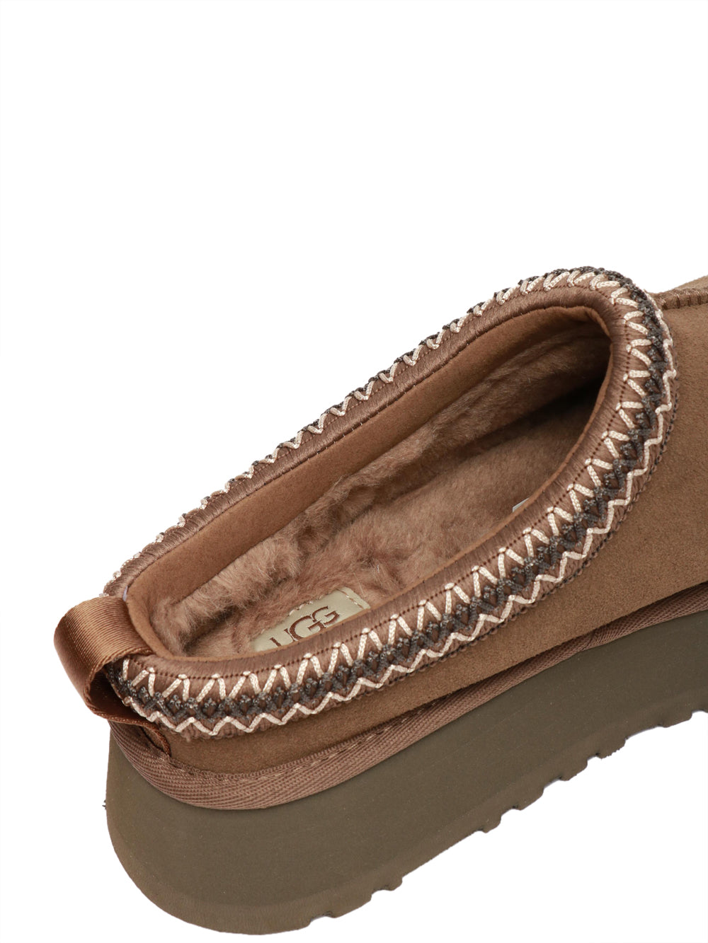 UGG Scarpe Slippers Tazz in Suede Kaki con Imbottitura in Lana Kaki