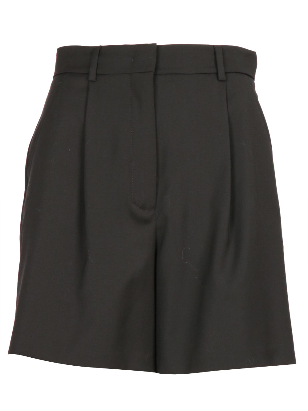 Nabulus Bermuda Shorts in Black Wool Canvas with Pleats