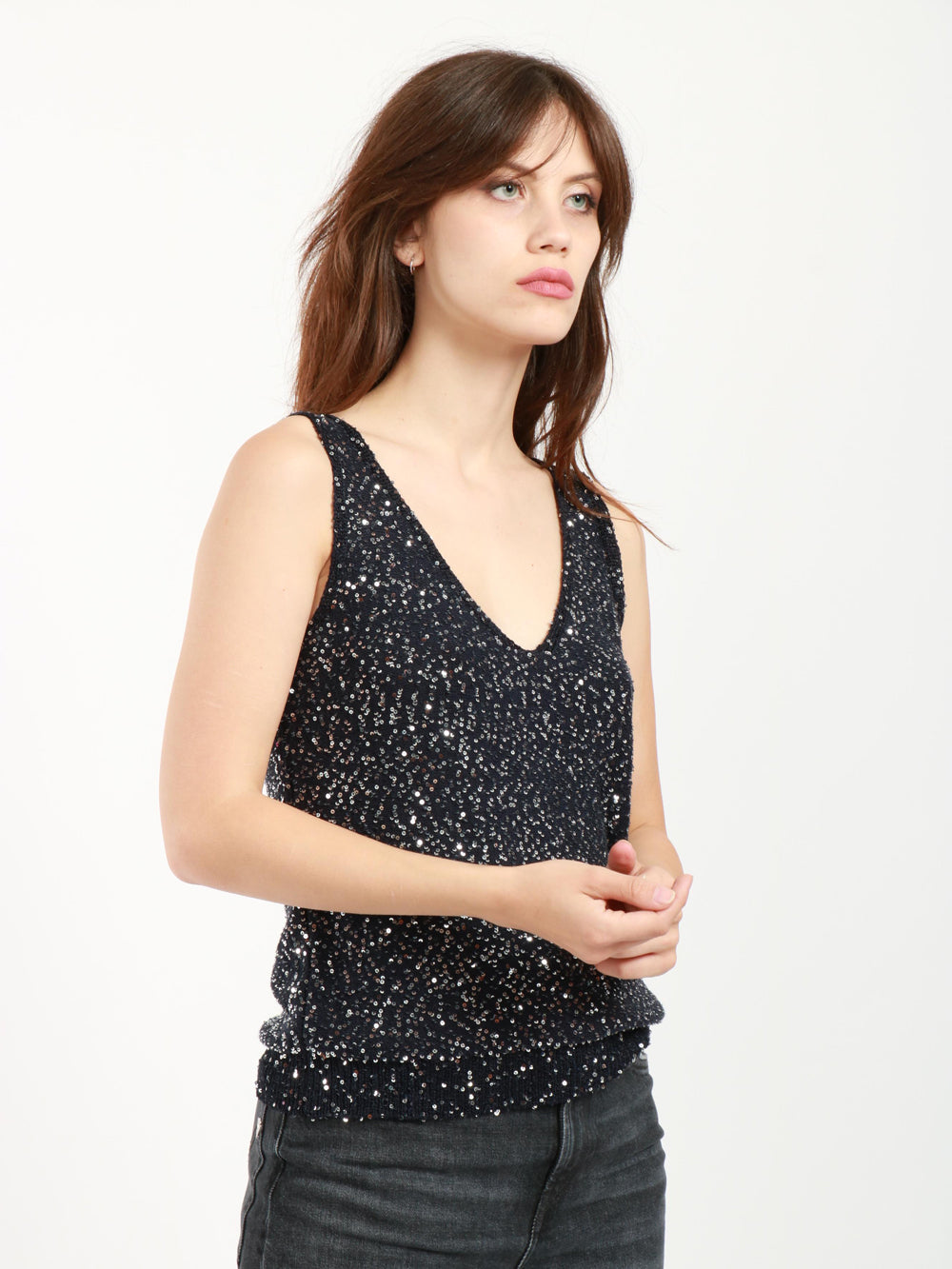 Top Narva in Paillettes Blu Notte