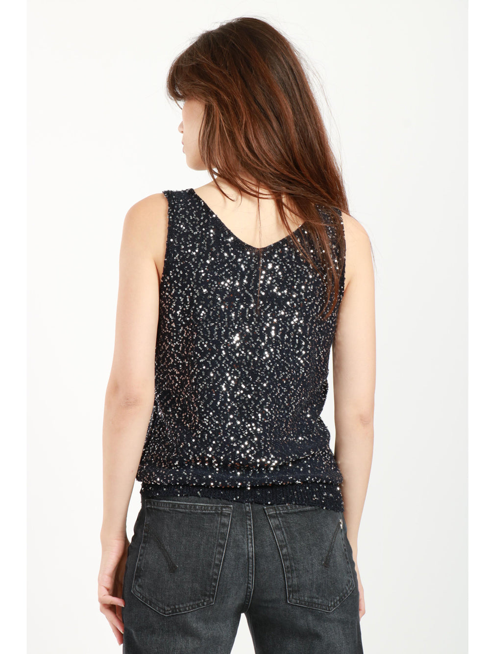 Top Narva in Paillettes Blu Notte