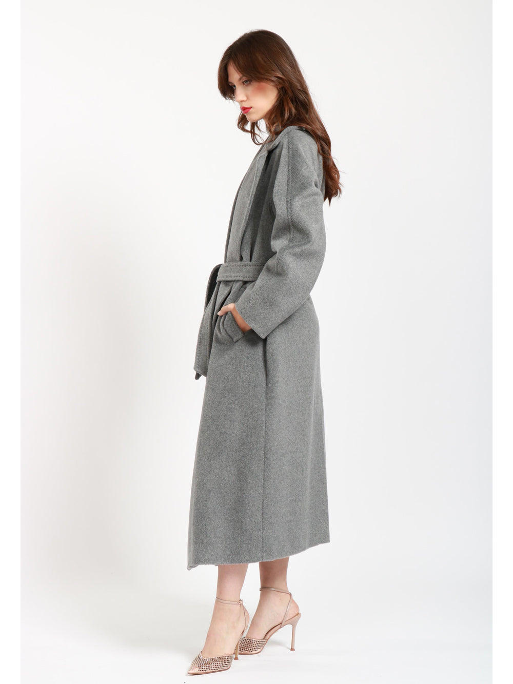 WEEKEND MAX MARA Cappotto a Vestaglia Tempera in Misto Lana Mohair Grigio Grigio