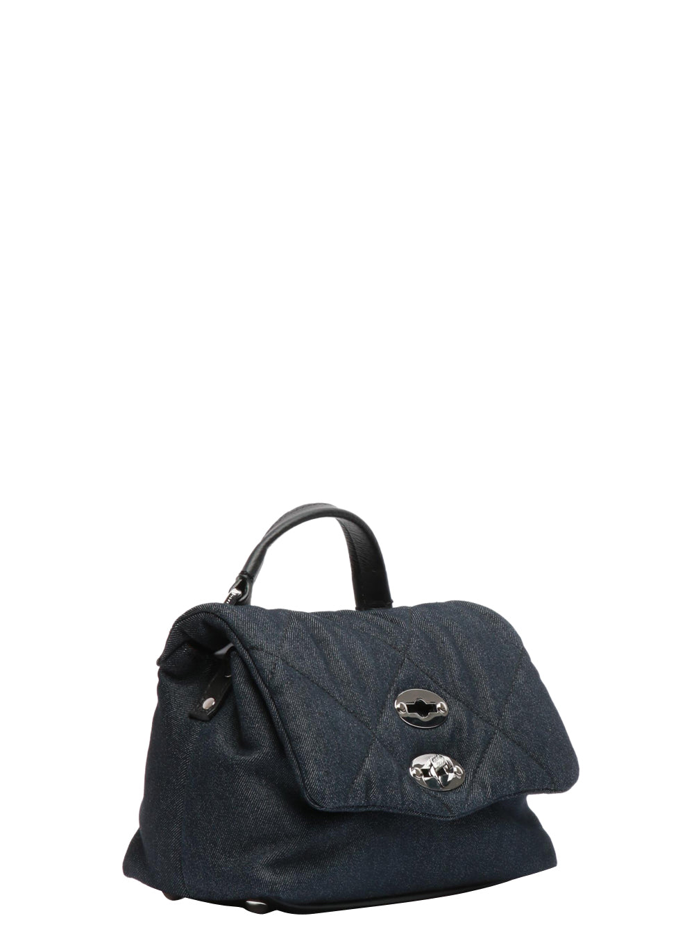 ZANELLATO Borsa a Mano Postina Denim Padde Baby in Denim Blu Denim/nero