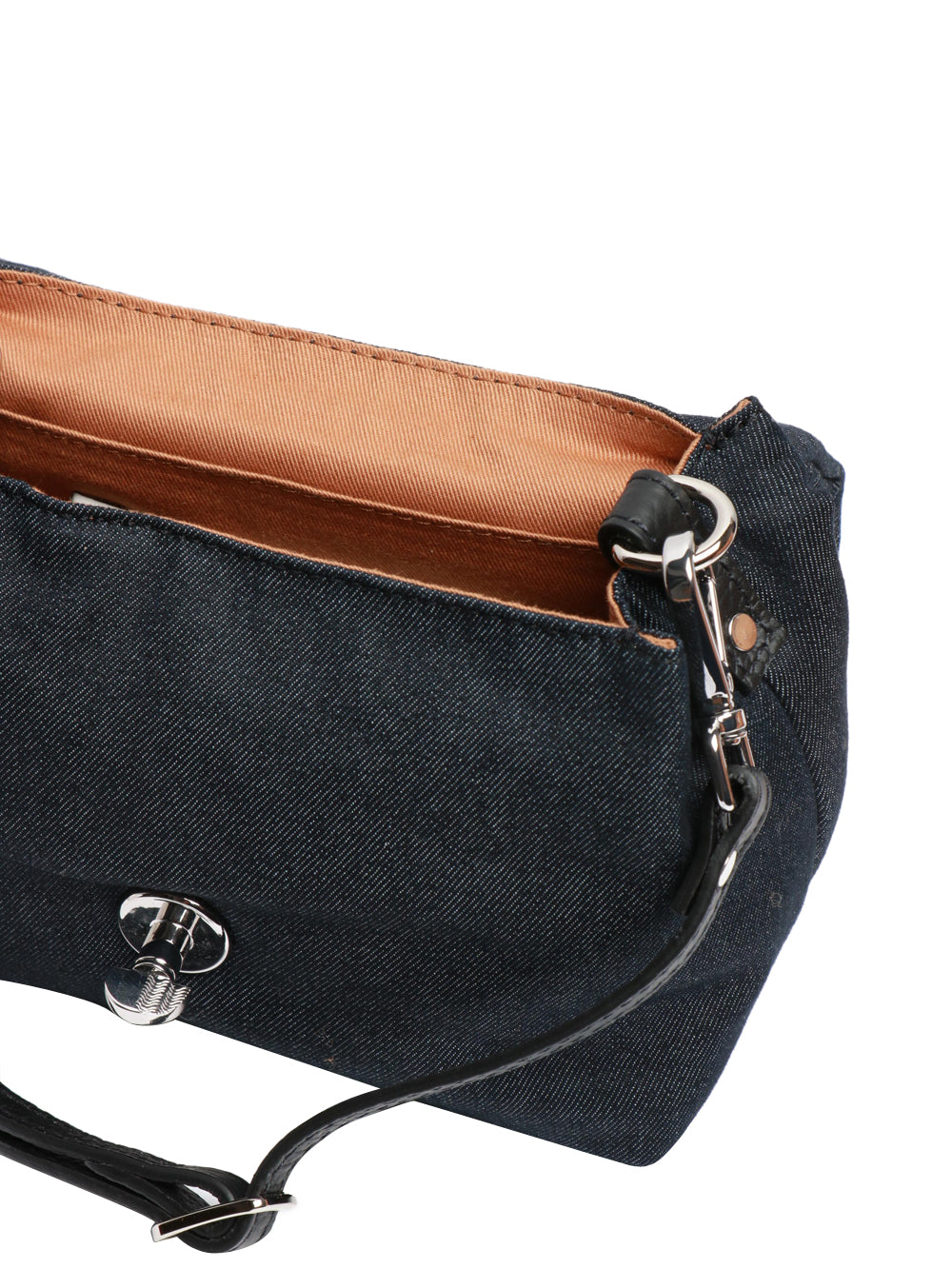 ZANELLATO Borsa a Mano Postina Denim Padde Baby in Denim Blu Denim/nero