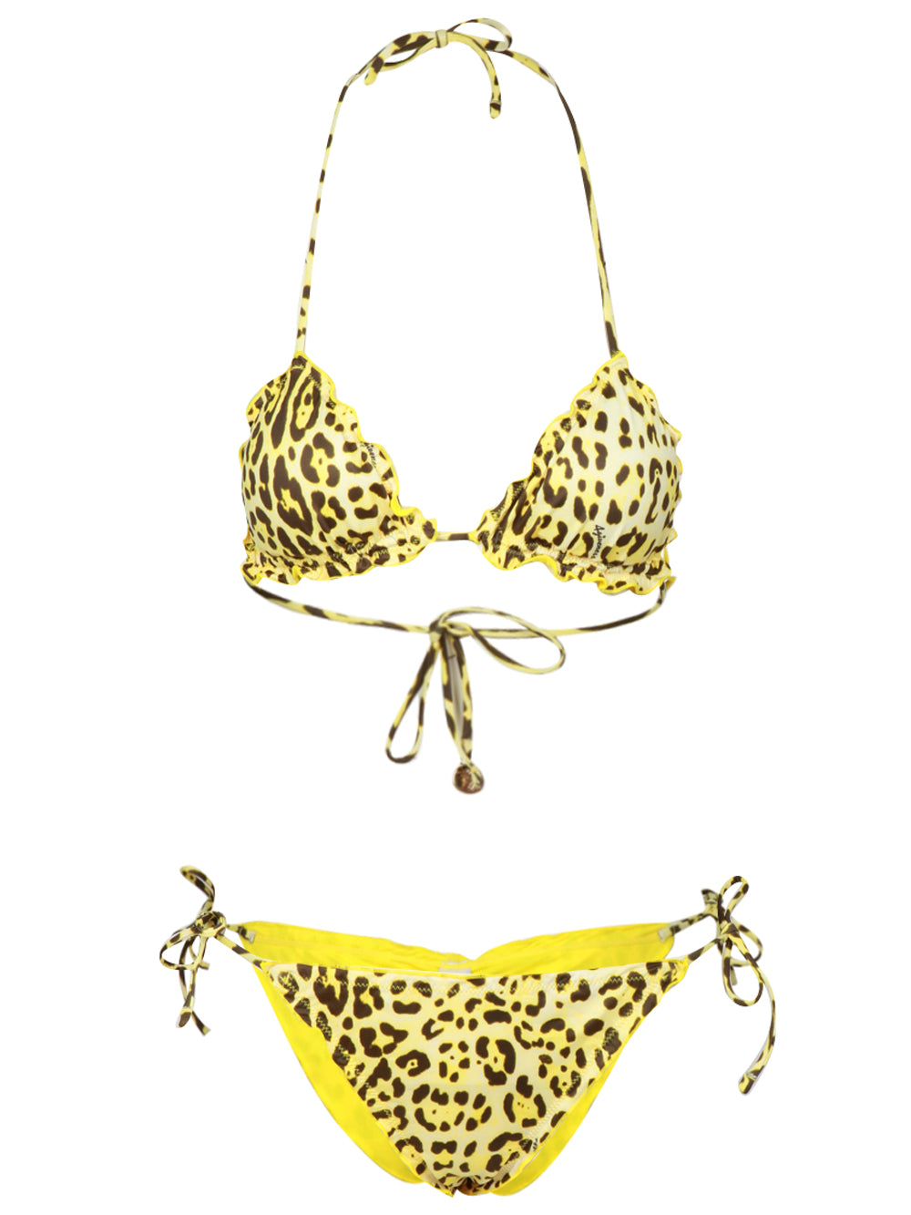 Alessia Yellow Triangle Bikini with Animalier Print